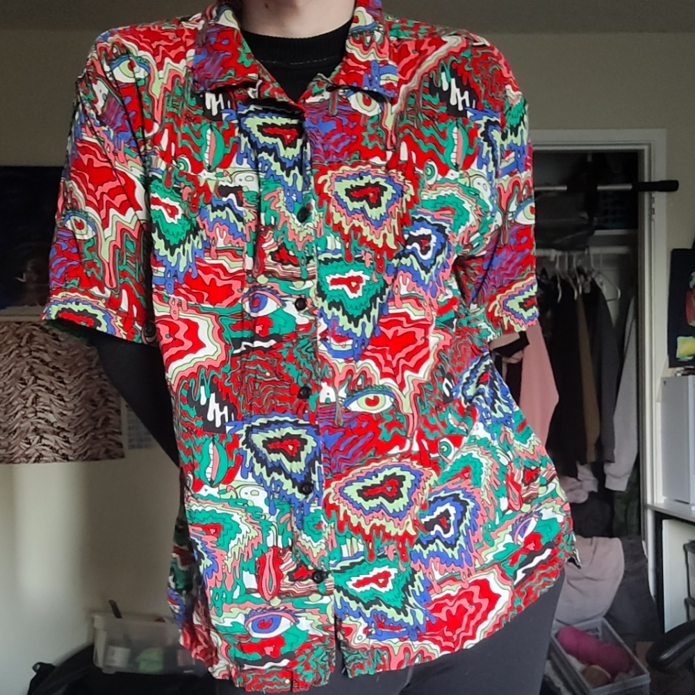 Multi colored button up.